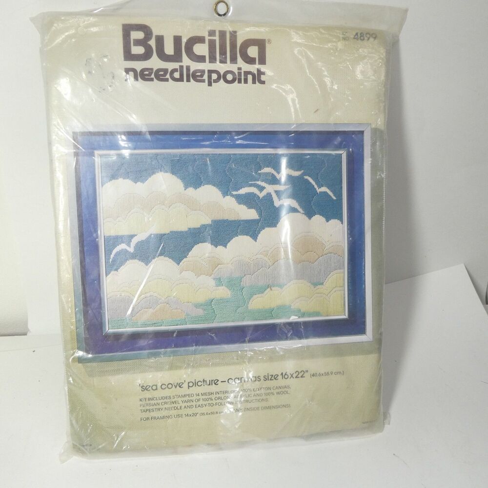Bucilla Needlepoint Kit Sea Cove 16"x22" 4899 Vintage Clouds Seascape SEALED